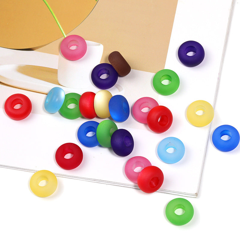 Wholesale 100pcs Acrylic Large Hole Beads Frosted Cat Eye Wheel Beads Matte Colorful Abacus Beads